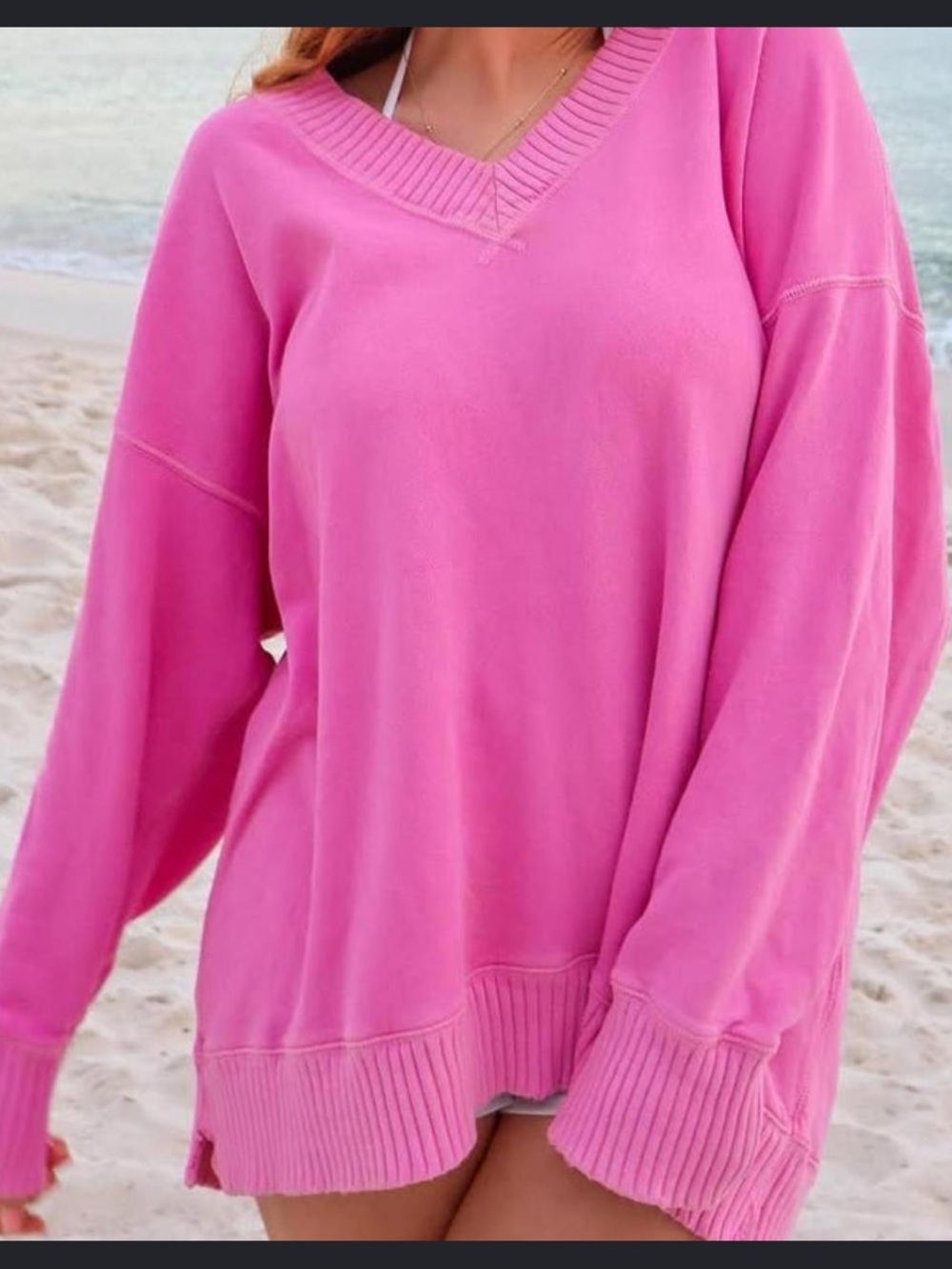 aerie Barbie Pink Oversized Crewneck Sweatshirt